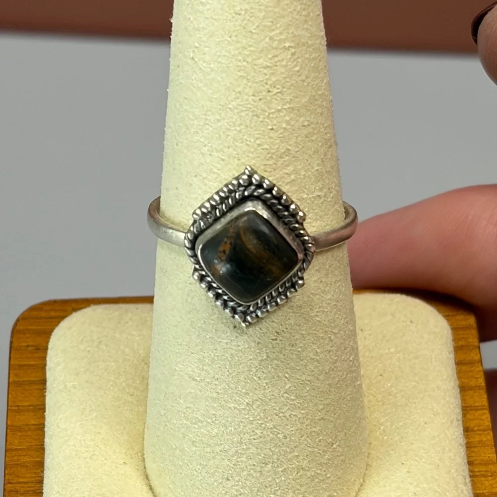925 Sterling Silver Black Jack Turquoise Ring